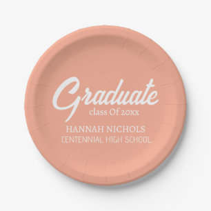 Personalised Custom Name Stylish Modern Graduation Paper Plate