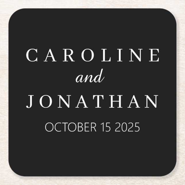 Personalised Custom Name Stylish Modern Script. Square Paper Coaster (Front)