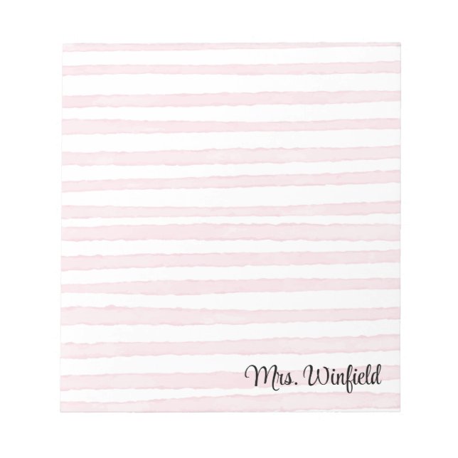 Personalised Custom Name Teacher Pink Lines Notepad (Front)