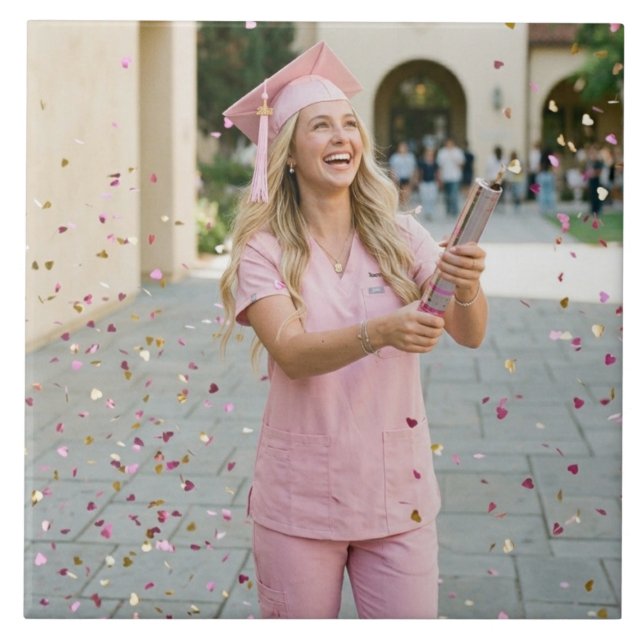 Personalised Custom Nursing Graduate Ceramic Photo Tile (Front)