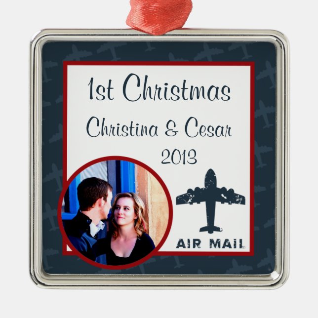 Personalised Custom Ornament Aeroplane Flight  Blu (Front)