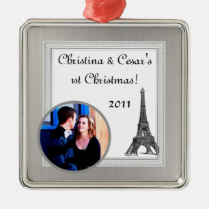 Personalised Custom Ornament Black Eiffel Tower