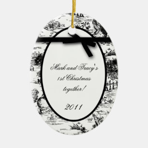 Personalised Custom Ornament Black White Toile