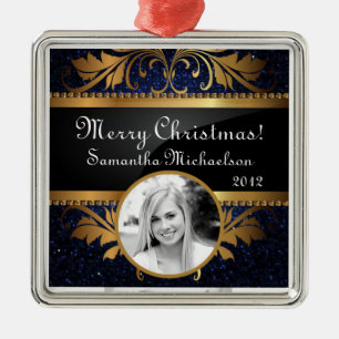 Personalised Custom Ornament Blue Glitter Sequin