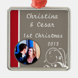Personalised Custom Ornament Crimson Red/Grey Bg W