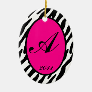 Personalised Custom Ornament Hot Pink Zebra Print