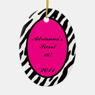 Personalised Custom Ornament Hot Pink Zebra Print