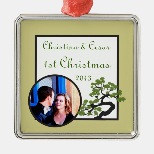 Personalised Custom Ornament Japanese Green Bonsai (Front)
