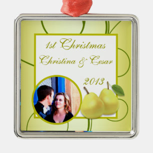 Personalised Custom Ornament Lime Green Pear Swirl
