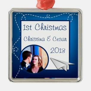 Personalised Custom Ornament Paper Plane Blue Swir