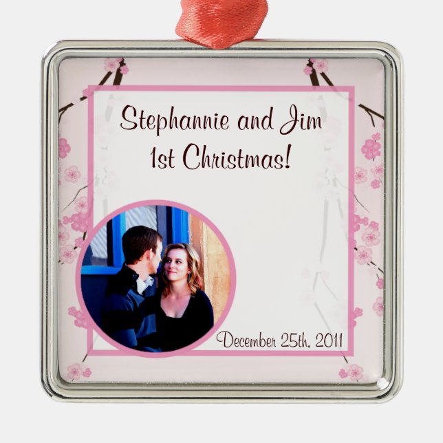 Personalised Custom Ornament Pink Cherry Blossom (Front)