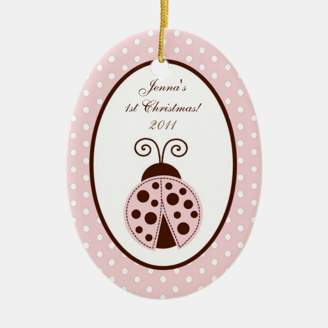 Personalised Custom Ornament Pink Ladybug (Front)