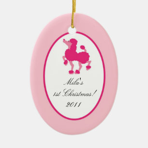 Personalised Custom Ornament Pink Poodle Paris