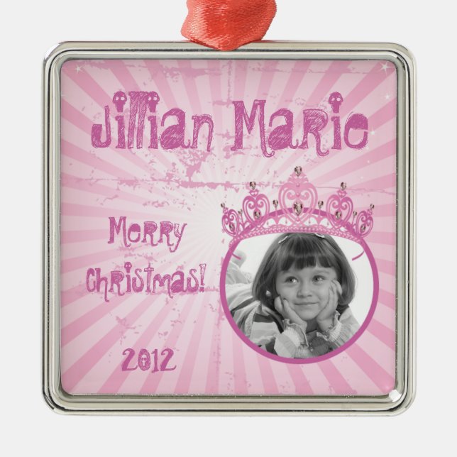 Personalised Custom Ornament Pink Princess Crown (Front)