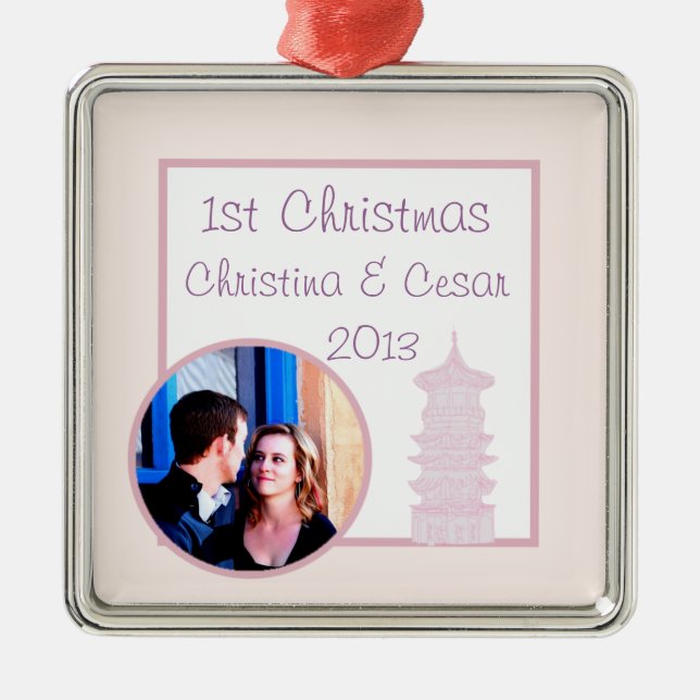 Personalised Custom Ornament Purple Pink Lantern/F (Front)