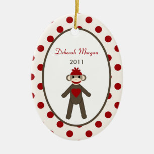 Personalised Custom Ornament Red Sock Monkey