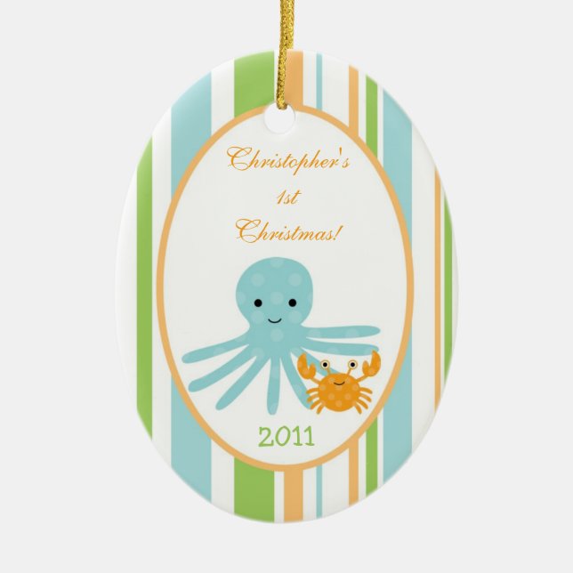 Personalised Custom Ornament Striped Ocean Sea (Front)