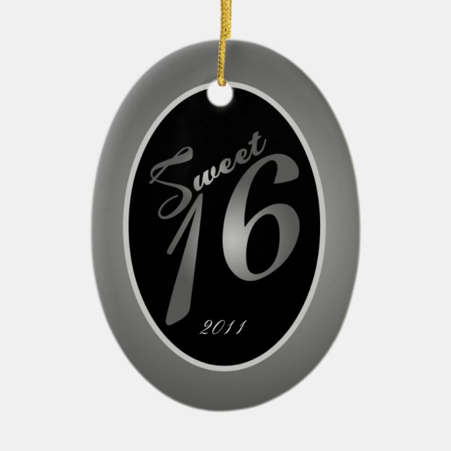 Personalised Custom Ornament Sweet 16 Silver (Front)