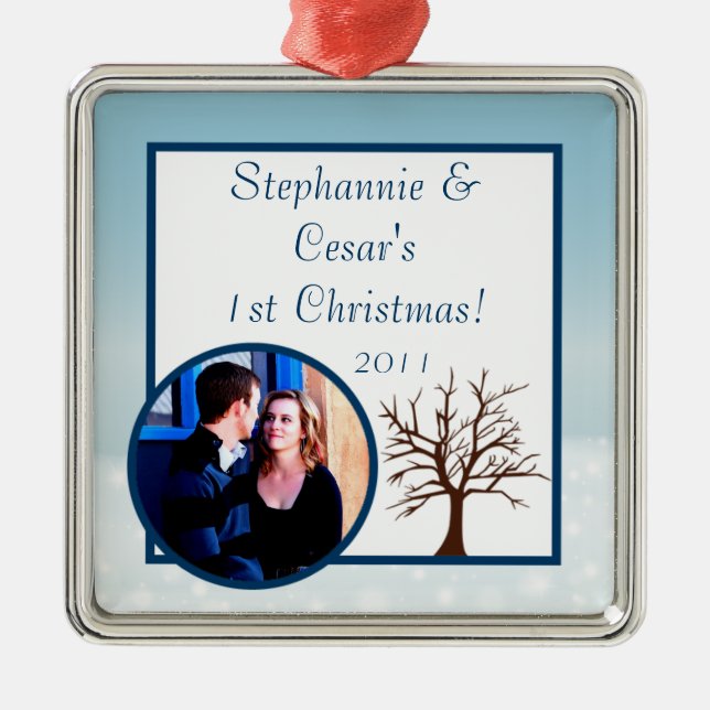 Personalised Custom Ornament Twinkling Snow / Tree (Front)