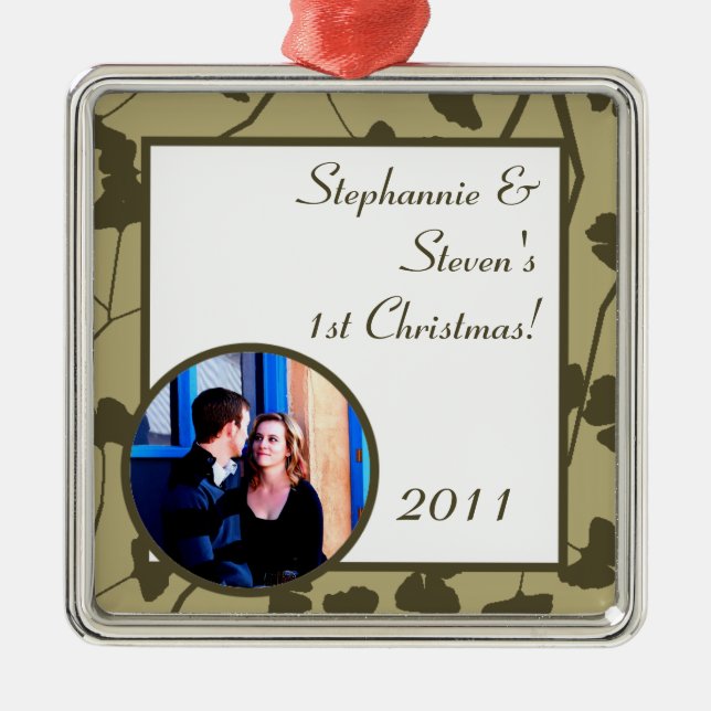 Personalised Custom Ornament White Ginkgo Leaves (Front)