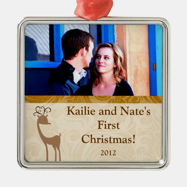 Personalised Custom Ornaments Elegant Reindeer Gol (Front)