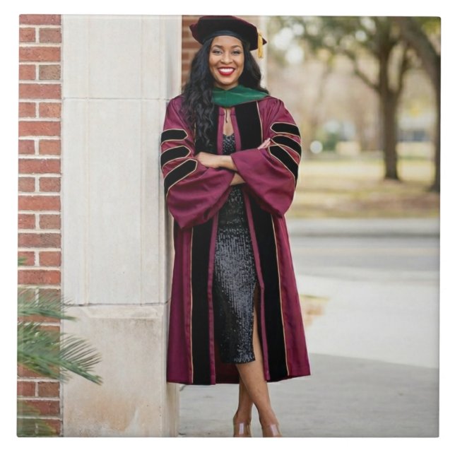 Personalised Custom PhD Graduate Ceramic Photo  Tile (Front)