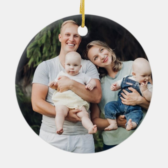 Personalised custom photo and text blue Hanukkah Ceramic Ornament (Back)