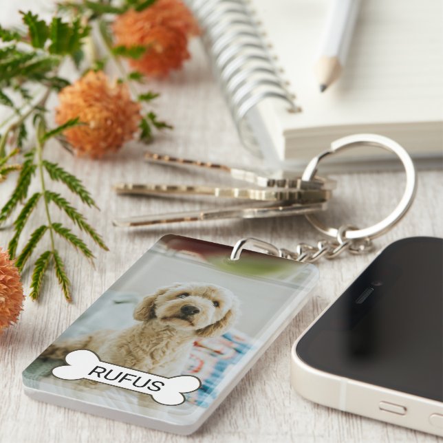 Personalised Custom Photo And Text Key Ring (Front Right)