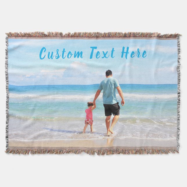 Personalised Custom Photo and Text Throw Blanket (Front)