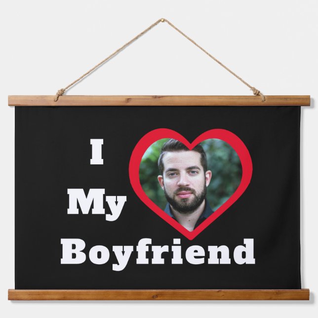 Personalised Custom Photo Bae I Love My Boyfriend Hanging Tapestry (Front)