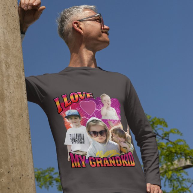 Personalised Custom Photo Bootleg I love Grandkid T-Shirt (Creator Uploaded)