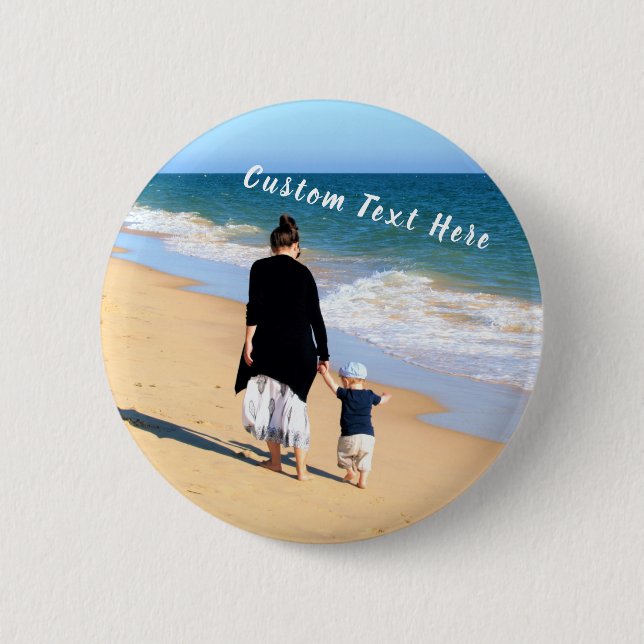 Personalised Custom Photo Button with Text (Front)