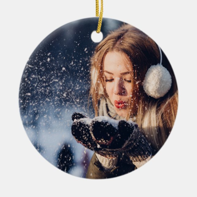 Personalised Custom Photo Christmas Ceramic Ornament (Front)