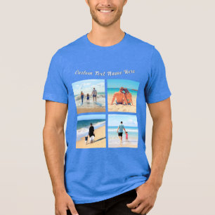 Personalised Custom Photo Collage and Text Tri-Blend Shirt