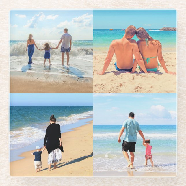 Personalised Custom Photo Collage Glass Coaster (Front)