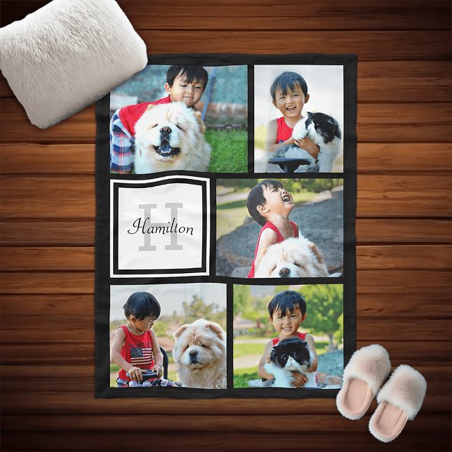 Personalised Custom Photo Collage Monogrammed Gift Fleece Blanket (custom personalized photo blanket)