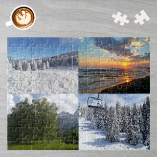 Personalised Custom Photo Collage with Four Photos Jigsaw Puzzle