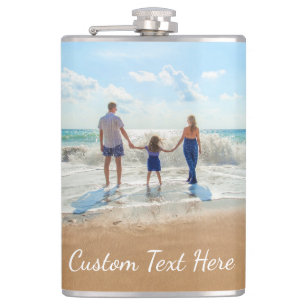Personalised Custom Photo Flask with Text