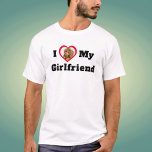 Personalised Custom Photo I Love My Girlfriend T-Shirt<br><div class="desc">A blossoming romance. A happy couple. Personalised Custom Photo I Love My Girlfriend. A cool awesome design for a boyfriend or girlfriend to celebrate their relationship and publicly declare their love for their partner and significant other. The romantic design can be given as a gift for Valentine’s Day, anniversary, birthday...</div>