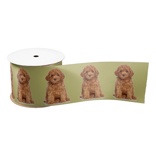 Personalised Custom photo image logo khaki green Satin Ribbon (Spool)