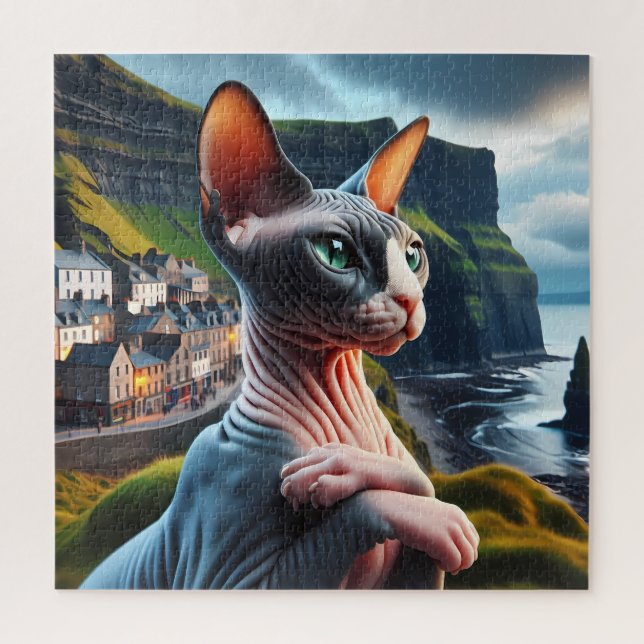Personalised Custom Photo Jigsaw Puzzle Sphynx Cat (Vertical)