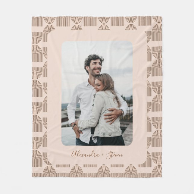 Personalised Custom Photo Keepsake Earthy Pattern Fleece Blanket (Front)