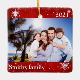 Personalised Custom Photo Ornament with Snowflakes