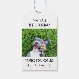 Personalised Custom Photo Puppy Dog Birthday Party Gift Tags