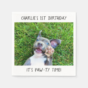 Personalised Custom Photo Puppy Dog Birthday Party Napkin