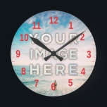 Personalised Custom Photo Round Clock<br><div class="desc">Upload your photo and create your personalised red wall clock! Make your perfect gift for friends, couple, kids and family, create your best home decor. Do you want to buy this beach landscapes without personalise it? This amazing photos by Frank Mckenna made in San Diego, United States, is avaiable. Just...</div>