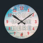 Personalised Custom Photo Round Clock<br><div class="desc">Upload your photo and create your personalised red wall clock! Make your perfect gift for friends, couple, kids and family, create your best home decor. Do you want to buy this beach landscapes without personalise it? This amazing photos by Frank Mckenna made in San Diego, United States, is avaiable. Just...</div>