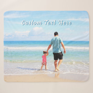 Personalised Custom Photo Sherpa Blanket with Text