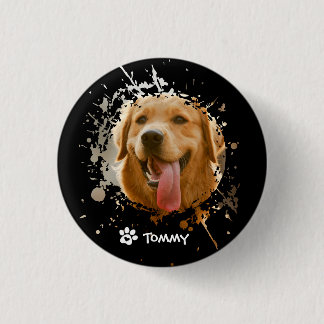Personalised Custom Photo with Pet Name   3 Cm Round Badge