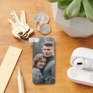 Personalised Custom Photograph And Love Hearts Key Ring